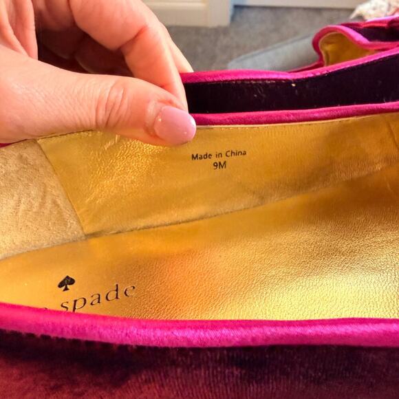 Kate Spade Astaire Velvet Loafer Bow Flat 9M Purple Fuchsia - Picture 7 of 8